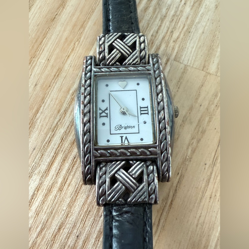 Brighton Ventura ladies rectangular silver tone watch NEW BATTERY